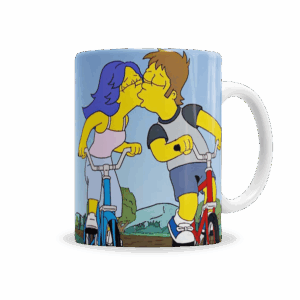 Tazas | Simpsons Homero y Marge Se Besan En Bici